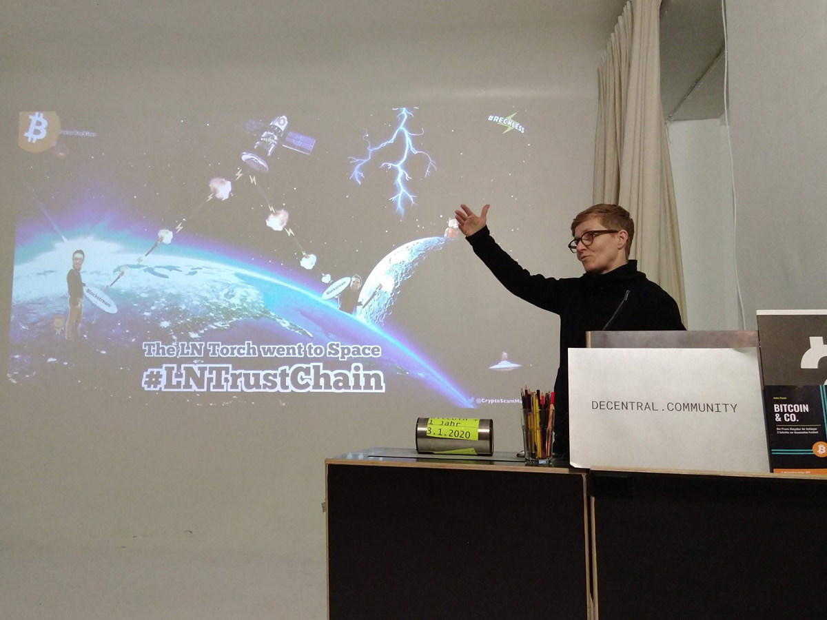 Anita Posch presenting "2019 A year in Review" at Bitcoin Austria's 73rd Meetup