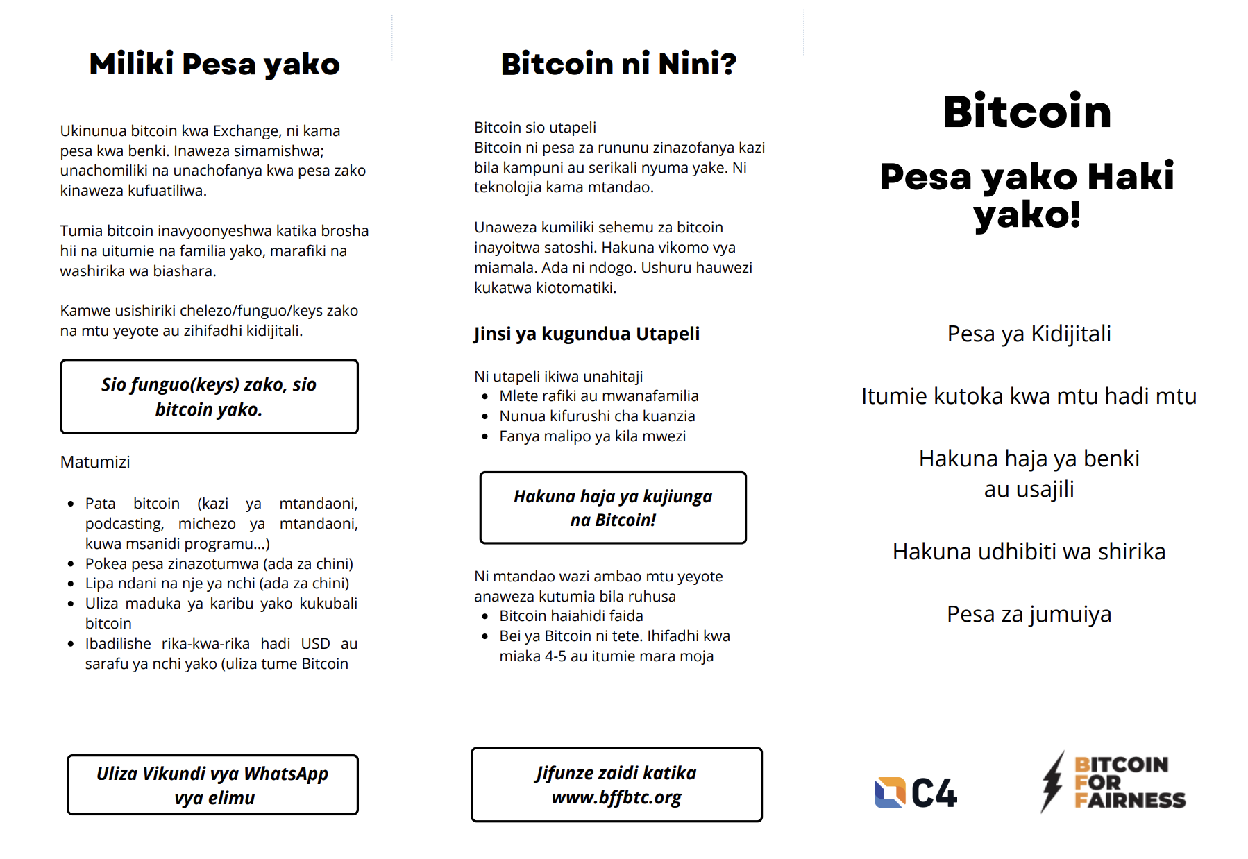 Bitcoin Flyer in Swahili